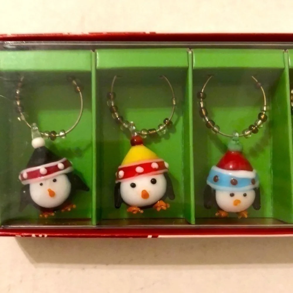 NEW Pier 1 Imports Holiday Christmas Winter wine glass charms. Six total.